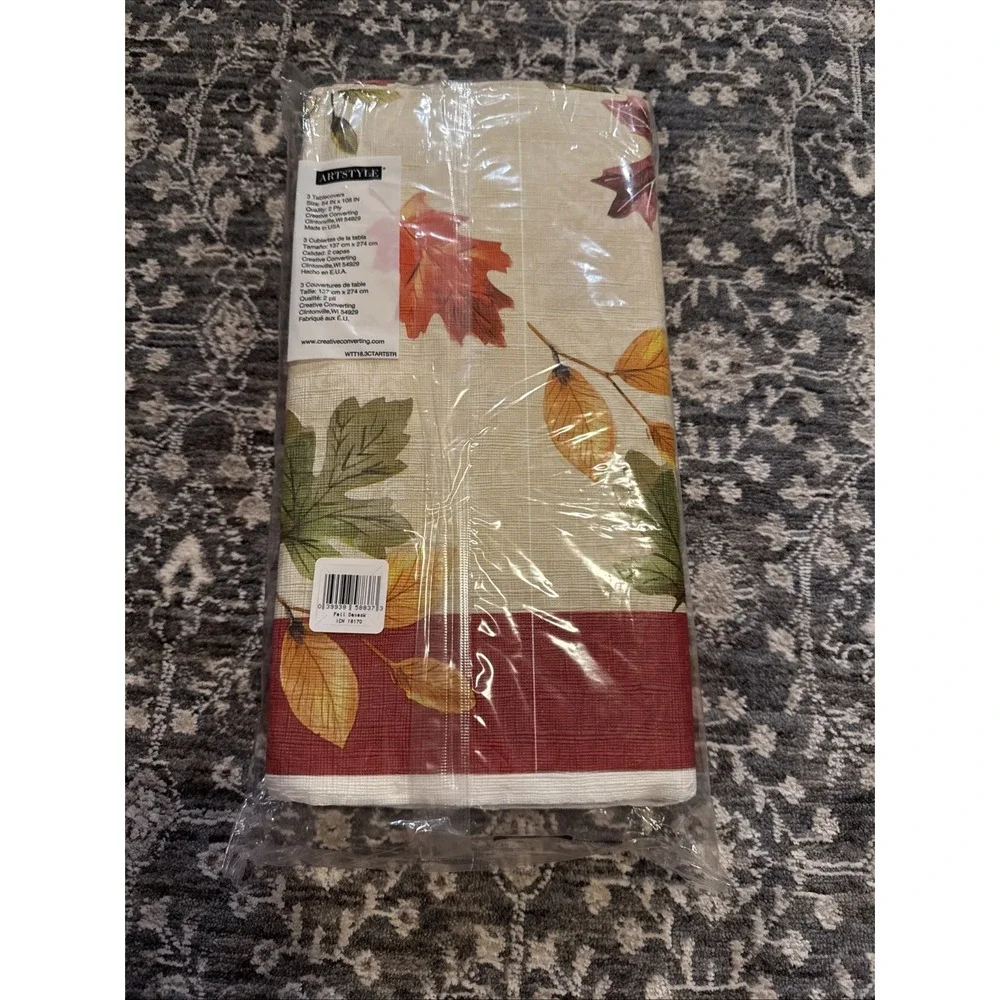 Artstyle 3 Pack Of Autumn Leaves Fall Theme 2 Ply Poly Table Covers 54x108